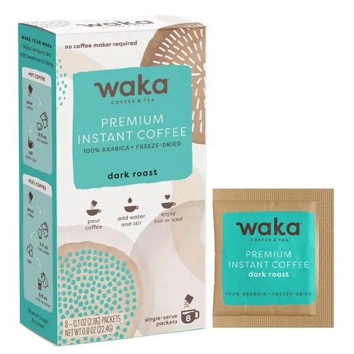 Vista 10 de Waka - Café instantáneo de calidad, tostado medio descafeinado, granos arábica y liofilizados. Bolsa de 35 porciones para café instantáneo caliente
