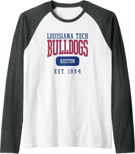 Vista 13 de Louisiana Tech Bulldogs Founded Date Raglan Baseball Tee, Negro