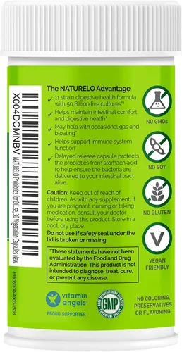 Vista 7 de NATURELO Probióticos para la salud digestiva - 50 mil millones de UFC, suplemento diario de 11 cepas - Estimula el sistema inmunológico, liberación