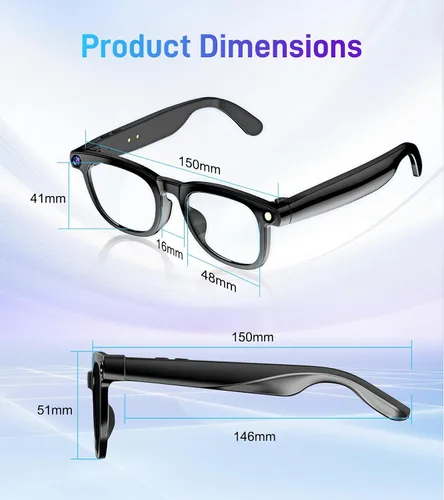 Vista 16 de Gafas inteligentes con cámara y Bluetooth – Gafas de IA para hombres, anti-temblor, traducción en tiempo real, reconocimiento de objetos, asistente
