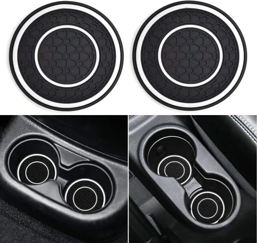 Vista 12 de Auprite Portavasos para automóvil, paquete de 2 posavasos universales antideslizantes para automóvil, accesorios para el interior del automóvil Negro
