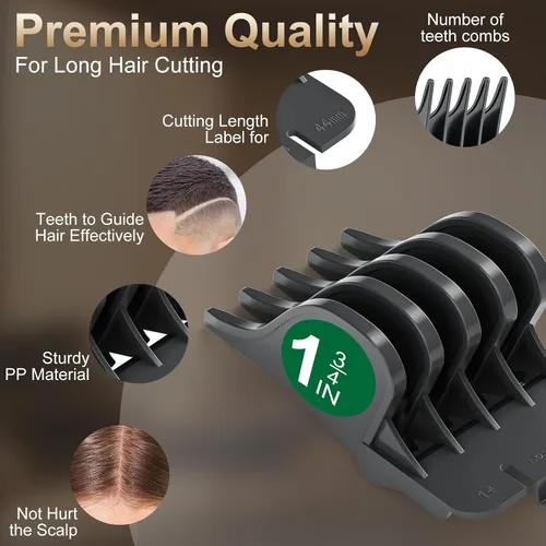 Vista 2 de Juego de protectores de cortapelos de 1.25 pulgadas, 1.5 pulgadas, 1.75 pulgadas, 2 pulgadas, compatibles con la mayoría de cortadoras Wahl, guías
