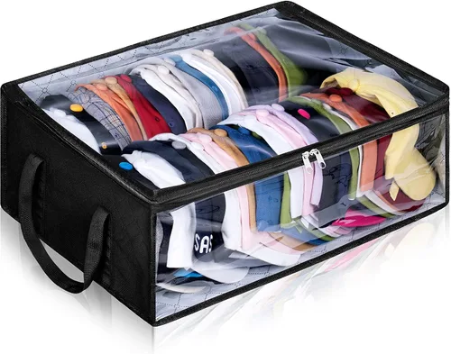 Vista 8 de AOODA Organizador de sombreros para gorras de béisbol, grande con capacidad para hasta 40 gorras, organizador de gorras ancho para armario