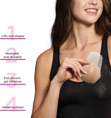 Vista 2 de Maidenform Brasier de silicona con levantamiento de senos para mujer, color nude, talla S a M de EE. UU, Desnudo