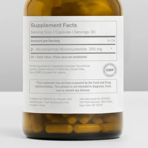Vista 6 de Novos Boost NMN 250mg Probado por terceros Pureza ultra alta para apoyo NAD+, energía y longevidad Suplemento NMN estabilizado para hombres