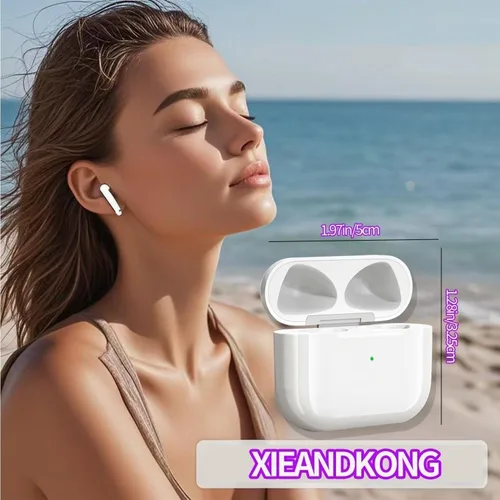 Vista 8 de Funda de carga compatible con Airpods 4rd (2024), funda de carga tipo C para AirPods 4rd, funda de carga inalámbrica de repuesto con botón