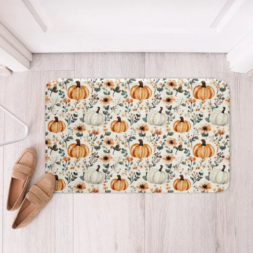 Vista 10 de Erosebridal Thanksgiving Turkey Bathroom Rugs - Fall Leaves Pumpkin Bath Mat for Kids Adults, Vintage Autumn Harvest Door Mat 16 x 24 Inch Rustic