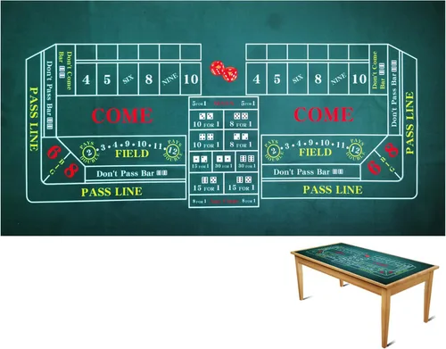 Vista 10 de 72 X 36 pulgadas Craps Casino Tabla Top Felt Layout Mat, 100% Durac impermeable, lavable y planchable (azul)