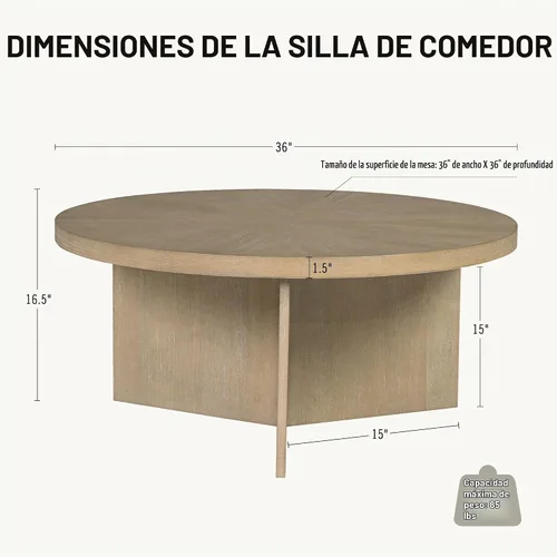 Vista 2 de Martha Stewart Sadie - Mesa de centro redonda – Parte superior de chapa Starburst, acabado de madera gris recuperada, acento moderno para sala