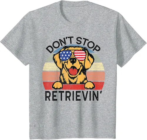 Vista 6 de Golden Retriever Dog Don't Stop Retrievin' Camiseta, Gris