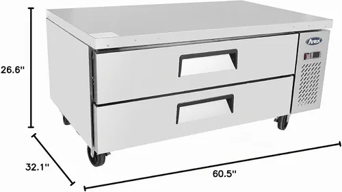 Vista 2 de Atosa 60 Comercial 2 Cajón Refrigerado Chef Base MGF8452