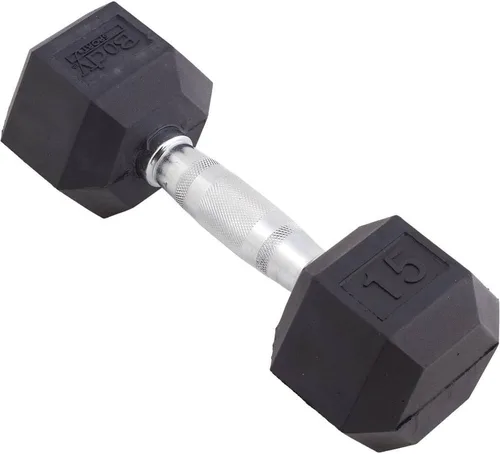 Vista 22 de Body Sport Mancuerna hexagonal con revestimiento de goma, individual – Mancuernas para ejercicios – Equipo de entrenamiento de fuerza – Accesorios