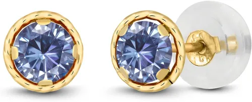 Vista 71 de Gem Stone King Aretes redondos de oro amarillo de 14 quilates con piedra natal Redondos de 0.157 in Aretes de oro para mujeres y hombres