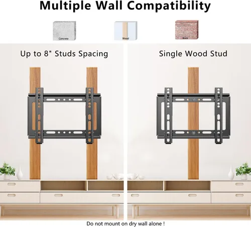 Vista 7 de Soporte de pared para TV de perfil bajo fijo para televisores LED, LCD y plasma de 14 a 43 pulgadas, pantalla plana, soporte universal para monitor
