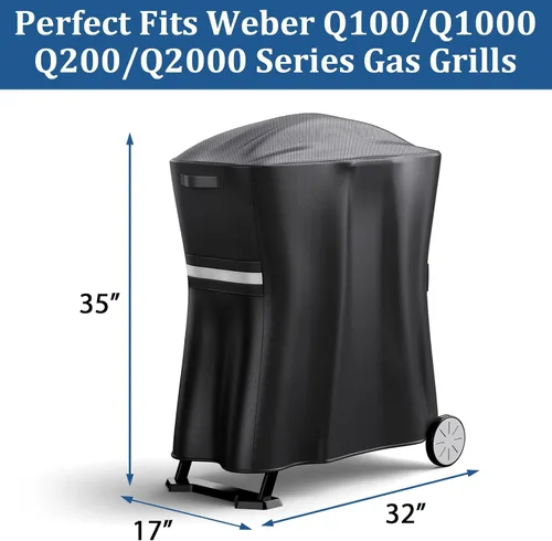 Vista 2 de Uniflasy 7113 - Cubierta de parrilla para Weber Q Series Grill on Cart, cubierta de barbacoa para Weber Q1000 Q2200 Q100 Q1200 Q200 Q220 Q2000 Q2400