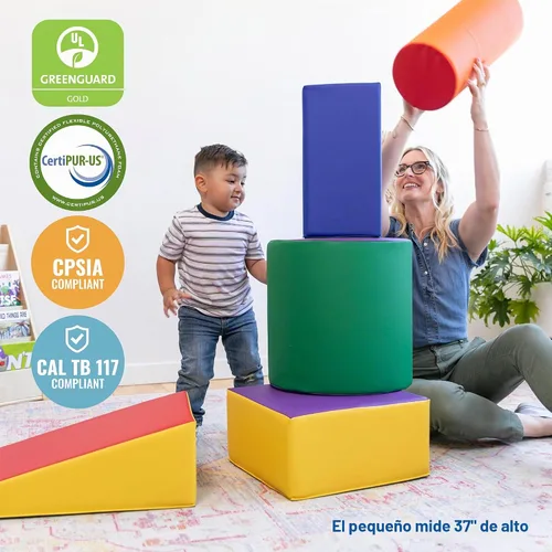 Vista 5 de ECR4Kids SoftZone - Juego de trepar y gatear, bloques de construcción, surtido, 5 piezas Espuma suave, cubierta de poliuretano, certificado