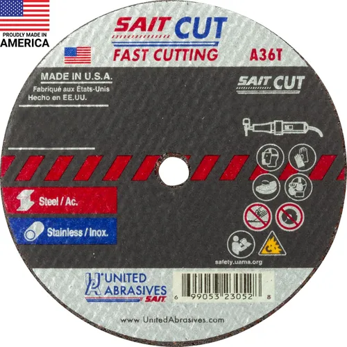 Vista 7 de United Abrasives /SAIT 23040 Rueda de corte 3" X 1/16" X 3/8" (A36T)