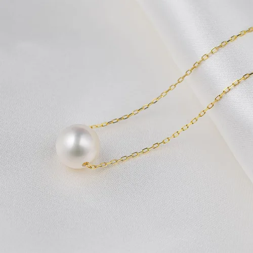 Vista 3 de AAAA Single Pearl Necklace Sterling Silver Floating Freshwater Cultured Pearl Pendant Necklace for Women 16 inch,17.5 inch