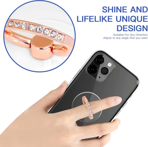 Vista 4 de Soporte transparente de anillo para teléfono celular, con sujetador de dedo y rotación de 360 grados