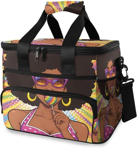 Vista 10 de ALAZA Sugar Skull Floral The Day of Dead - Bolsa de picnic aislada grande para adultos, hombres y mujeres