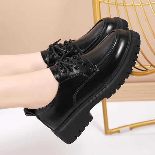 Vista 8 de Zapatos Oxford para mujer, zapatos de charol para mujer, plataforma Oxford, brillante, con cordones, punta redonda gruesa, antideslizante