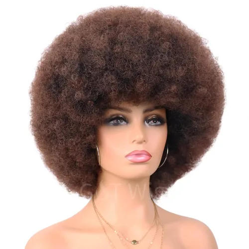 Vista 4 de G&T Wig Pelucas afro cortas para mujeres negras, sin pegamento, peluca afro de los años 70, pelucas grandes con volumen y suaves de aspecto natural