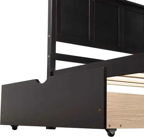 Vista 7 de Harper & Bright Designs Cama individual con cajones, cama individual de plataforma para niños con almacenamiento, plataforma de madera maciza,