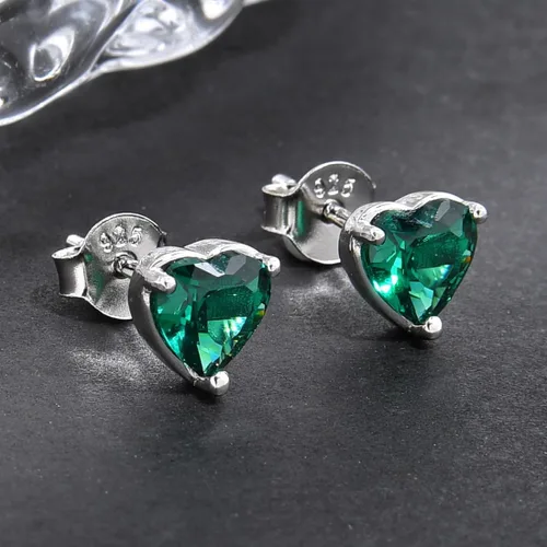 Vista 3 de 1 Pair Adabele Authentic Sterling Silver Heart Birthstone Stud Earrings 6mm 0.84 Carat Cubic Zirconia Diamond Gemstone Hypoallergenic Nickel Free