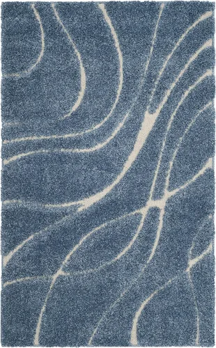 Vista 95 de Safavieh Florida Shag Collection - Alfombra de área de 2 x 3 pies, color crema/beige, diseño geométrico, felpa de 1.2 pulgadas de grosor, ideal