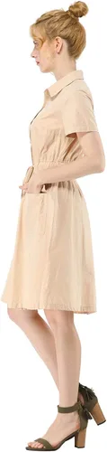 Vista 4 de Allegra K Vestidos Safari de algodón con botones para mujer