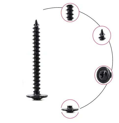 Vista 3 de cSeao 120pcs #8x1-1/2 Tornillos de Madera Negra, Cabeza Truss Phillips Drive Tornillos Autoperforantes