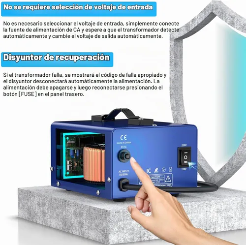 Vista 4 de Transformador de conversión de voltaje de 1000 vatios de alta resistencia, CA de 110 V/120 V/220 V/240 V, con protección de disyuntor reiniciable