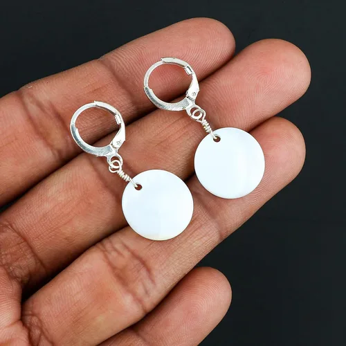 Vista 17 de Aretes de aro de cristal afganita natural Piedras afganas de alto grado Aretes chapados en plata Gota lisa Joyas de piedras preciosas hechas