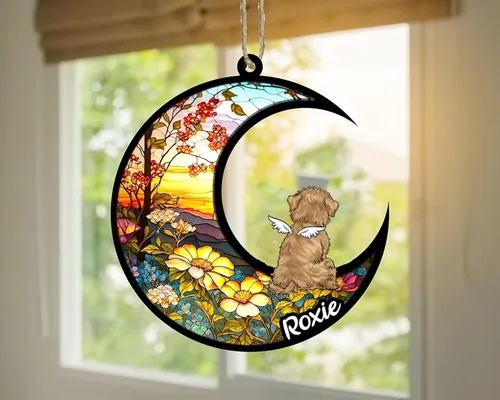 Vista 558 de LOVELYPOD Adorno de Navidad personalizado para perro Basset Hound (marrón) Basset Hound (marrón) adorno para atrapasoles de perro, razas de perros