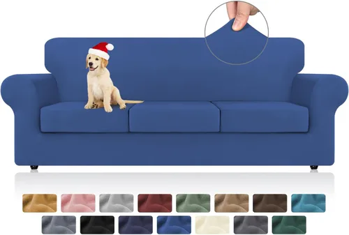 Vista 13 de KEKUOU 4 piezas de fundas elásticas para sofá de 3 cojines, fundas para sofá para mascotas, fundas para sofá lavables, suaves y elásticas, protector