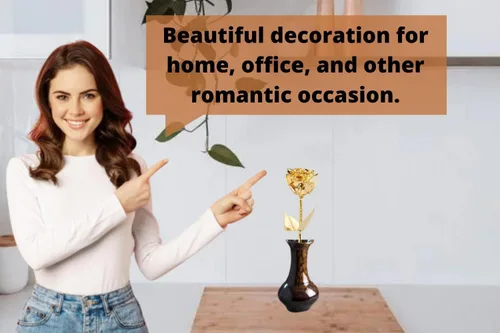 Vista 7 de Rosa natural bañada en oro de 24 quilates con caja de regalo roja para hombres y mujeres, 6 pulgadas de largo, la mejor opción de regalo en el día
