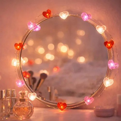 Vista 5 de BOHON Decoraciones del día de San Valentín 13 pies 40 luces LED rojo