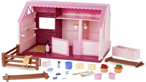 Vista 8 de Lori Philippa's Horse & Stable Set, Mini Doll Barn Playset, Rosa, Muñecas