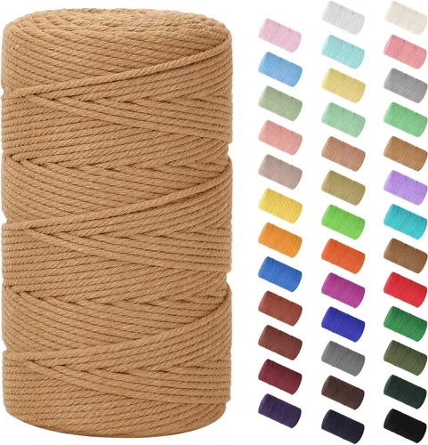 Vista 12 de Cuerda de macramé de 0.079 in x 220 yardas (656 pies), cuerda de algodón natural para colgar en la pared, ganchos de plantas, manualidades Verde