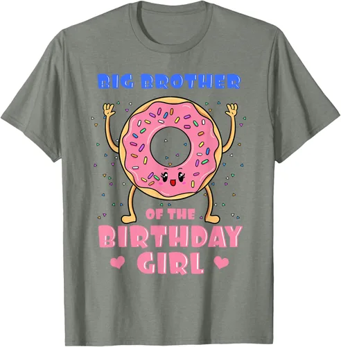 Vista 35 de Big Brother Of The Birthday Girl Donut Bday Party Bro Sib Camiseta, Negro, S