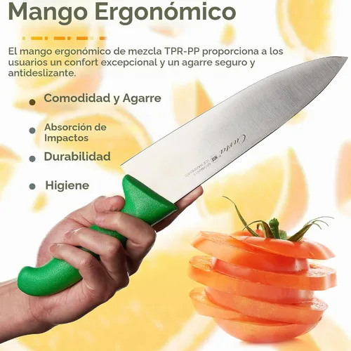 Vista 3 de CURTA Cuchillo de chef de grado comercial de 6 pulgadas, certificado NSF, ergonómico, mango negro antideslizante, hoja forjada de acero inoxidable