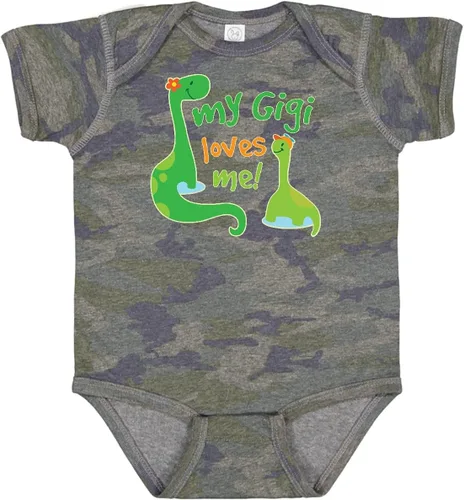 Vista 4 de inktastic My Gigi Loves Me Grandson - Body de dinosaurio para bebé 0020 Blanco