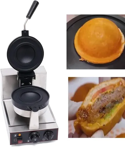 Vista 2 de CNCEST Máquina eléctrica para hacer gofres de hamburguesas, 1000 W, comercial de una sola cabeza, máquina de hamburguesas de prensa panini, máquina