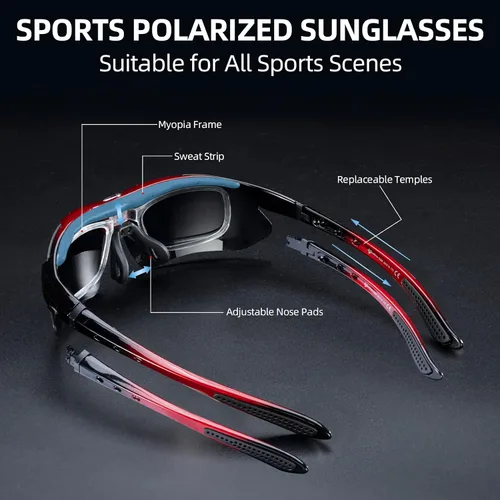 Vista 5 de ROCKBROS Gafas de sol deportivas polarizadas con protección UV para ciclismo al aire libre