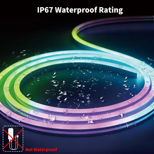Vista 5 de Tira de luces LED RGBIC de 26 pies, luces LED con control remoto RF y aplicación, flexible, impermeable IP67 para exteriores, sincronización