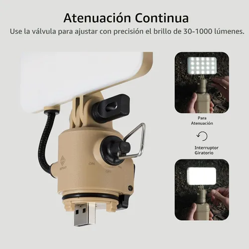 Vista 6 de ELECOM NESTOUT - Linterna de panel LED para acampar al aire libre con mini trípode, luz LED regulable alimentada por USB, resistente al agua y polvo