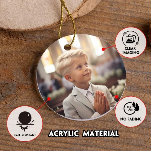Vista 3 de ORYG Adornos de Navidad personalizados con foto y texto, decoraciones colgantes de acrílico, regalos de árbol de Navidad, regalos de fiesta de boda