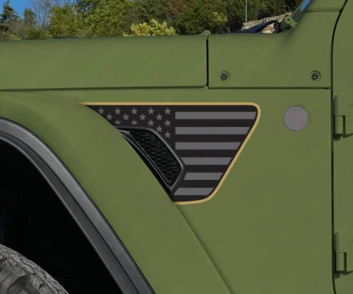 Vista 9 de Skull Daddy Graphics Banderas de ventilación estándar compatibles con Jeep Wrangler Gladiator Rubicon Mojave 392 JL JT 2018-2026 (4X azul)