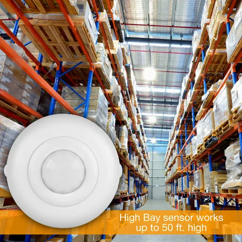 Vista 3 de ENERLITES High Bay - Sensor de movimiento de ocupación de techo de voltaje de línea PIR de 360 grados con atenuación de cosecha de luz diurna
