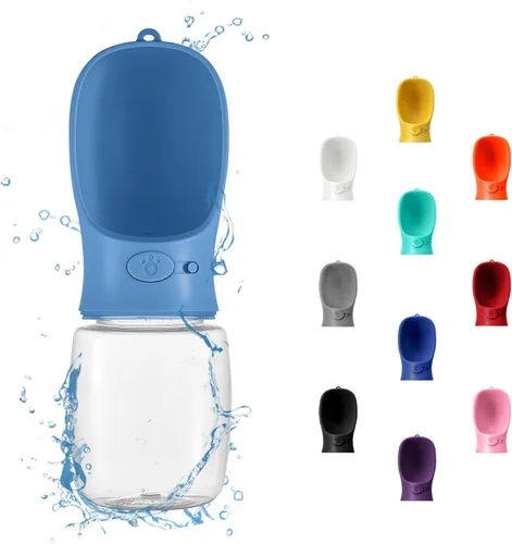 Vista 25 de WePet Botella de agua portátil para perros, 12 onzas, dispensador de agua para cachorros a prueba de fugas con alimentador de bebida para mascotas